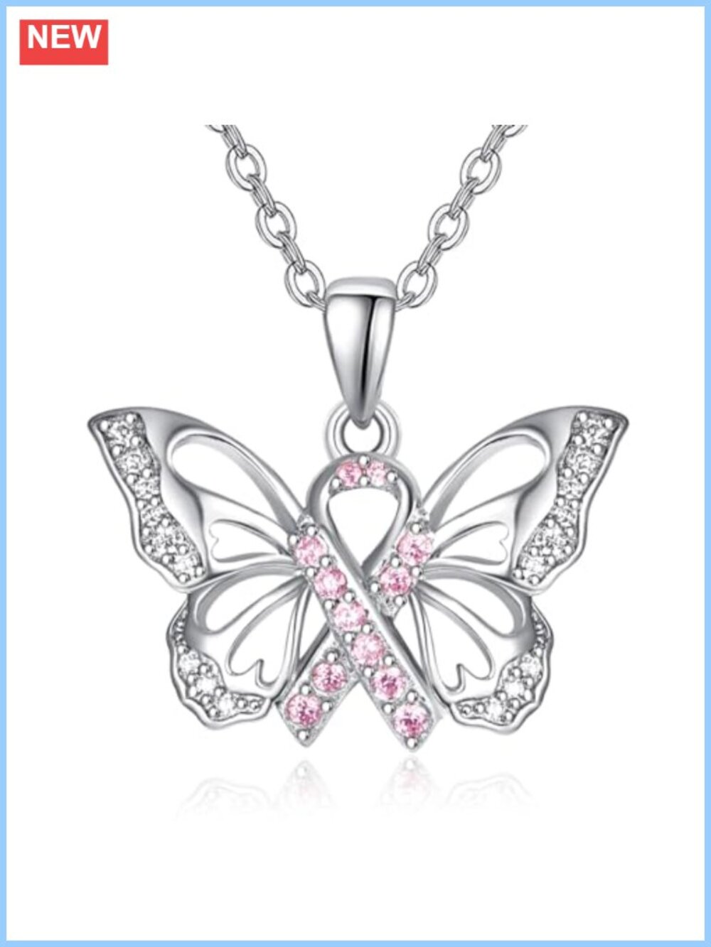 925 Sterling Silver Butterfly Pendant Necklace 18+2" Chain